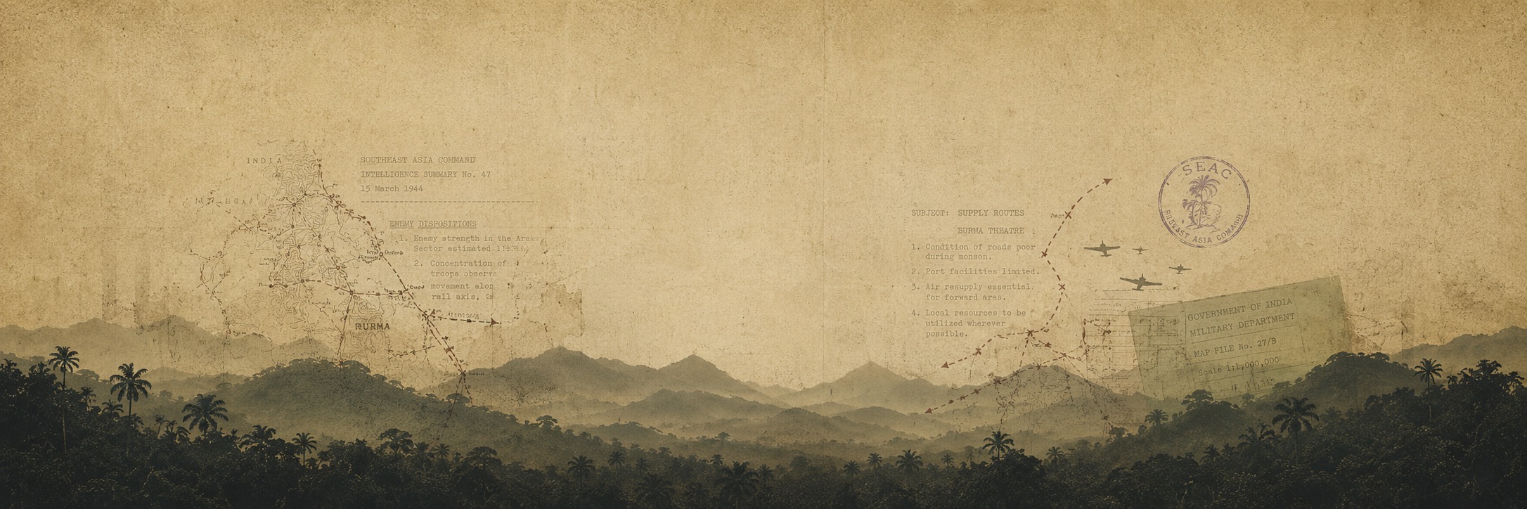 SEAC Intelligence Summary & Burma Map Banner